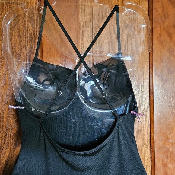 Commense Black Silky Mini Dress NWT Sz S Adjustable Straps Lined Elegant Fit - Picture 4 of 10